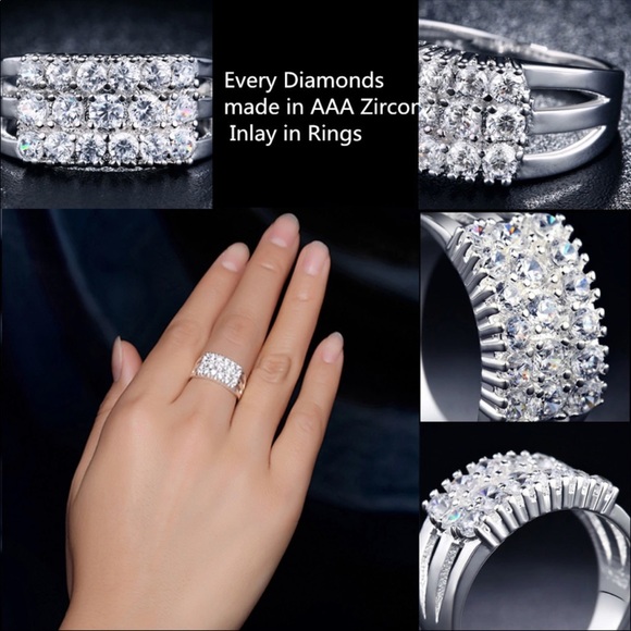 CZ Crystals Sterling Silver Ring Size 9 - Picture 6 of 6